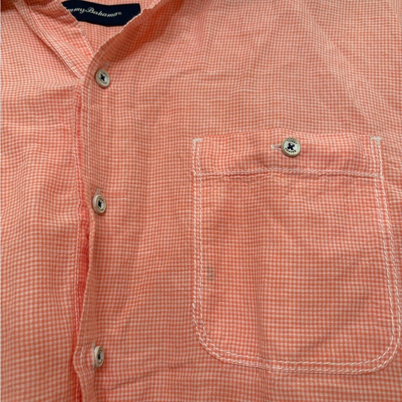 Tommy Bahama Pink Coral Linen Short Sleeve Shirt Size Large -Beach Summer Resort - Picture 3 of 6